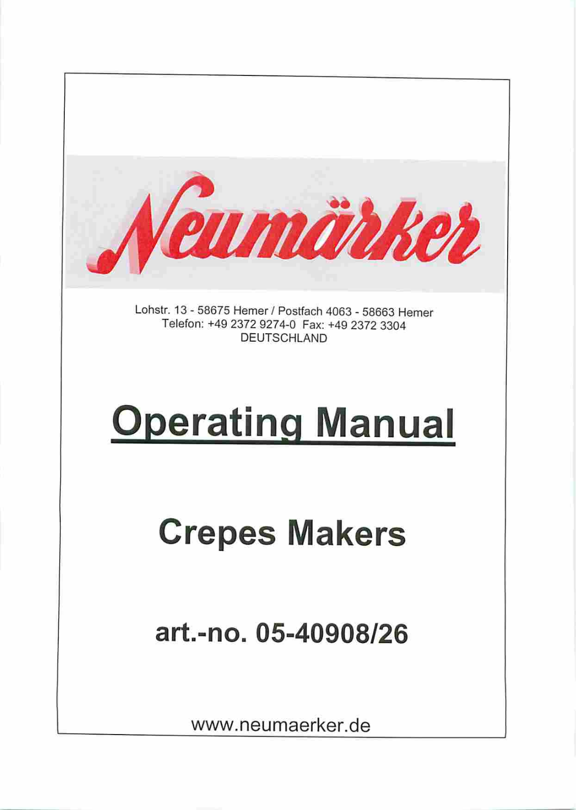 Neumaerker CEBIV3, CEBIV4, CECIL4, CECIM3, CECIM4 Operating Manual - ManualMachine.com