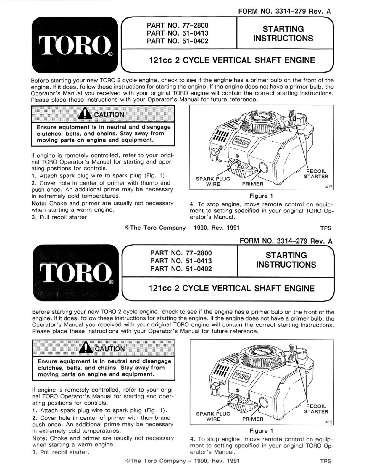 Toro 51-0402, 51-0413, 77-2800 Addendum