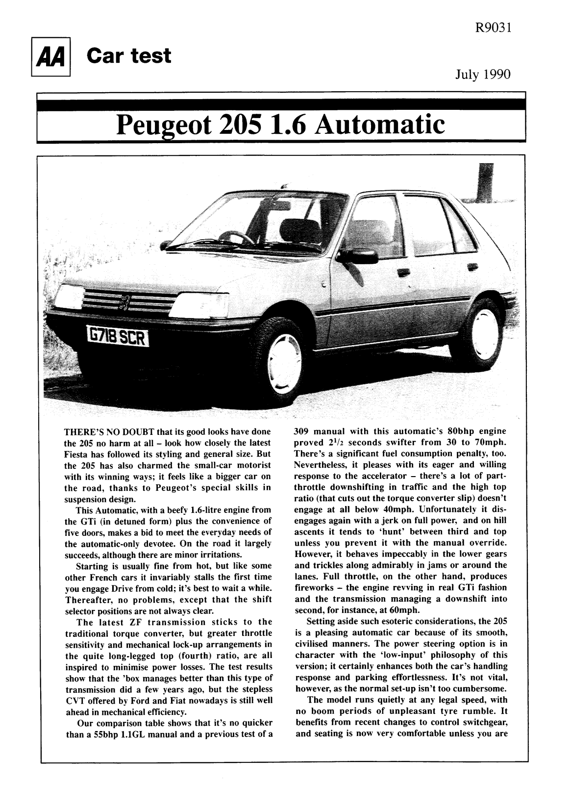 Peugeot 205 1990 User Manual