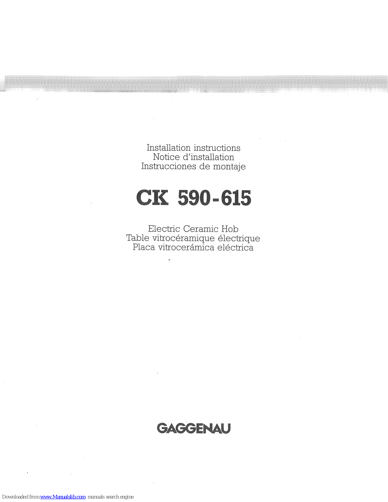 Gaggenau CK 590-615 Installation Instructions Manual