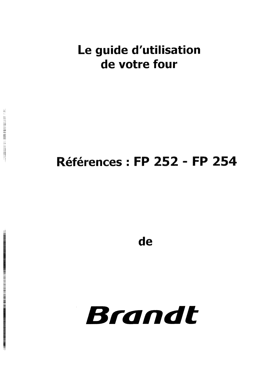 BRANDT FP254 User Manual