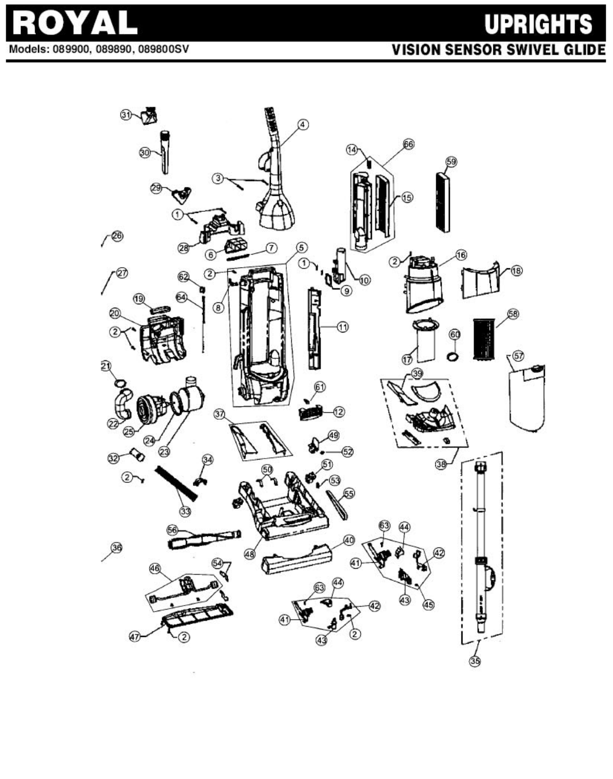 Royal 089800sv, 089900, 089890 Parts List