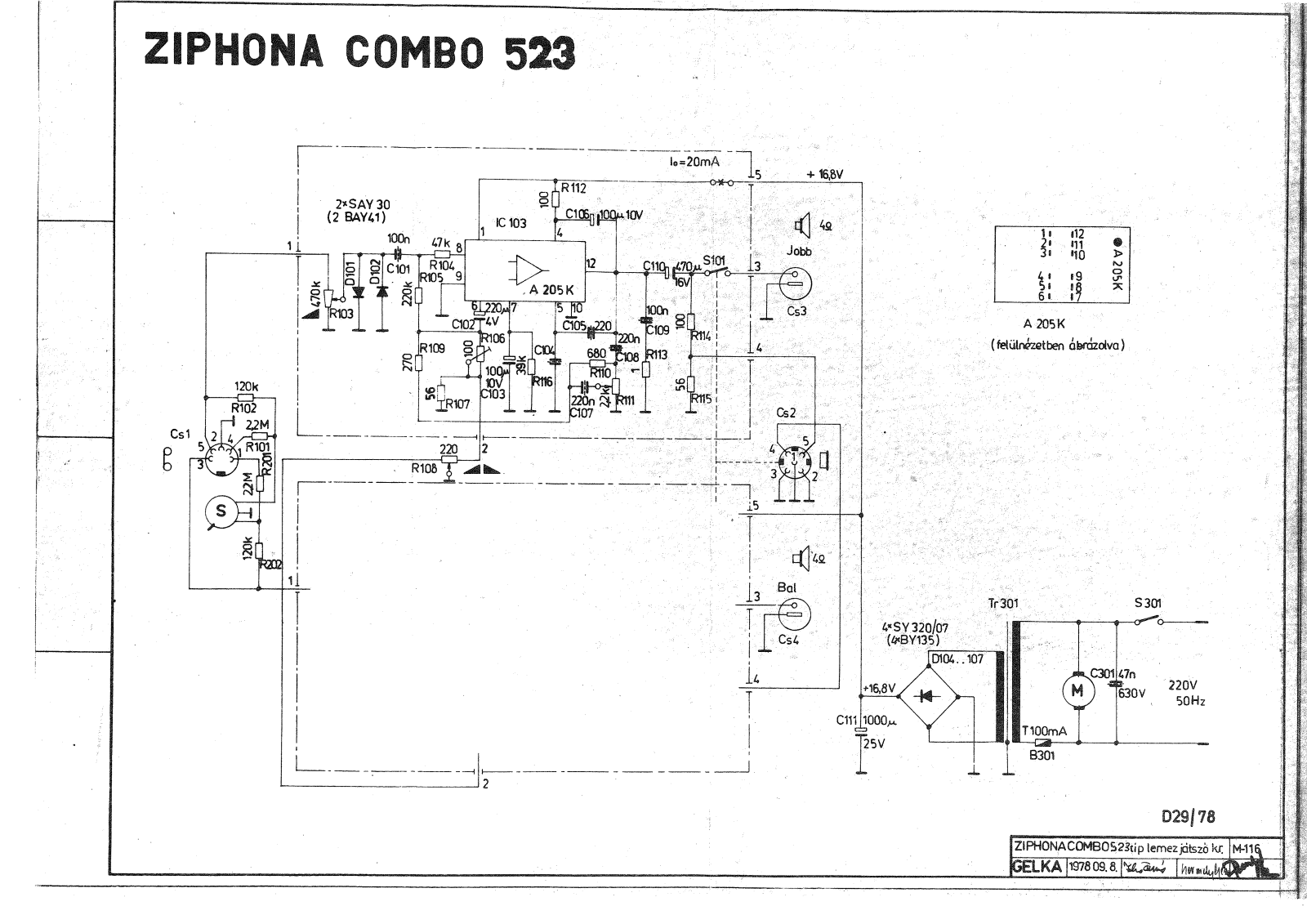 Ziphona Combo 523 Schematic