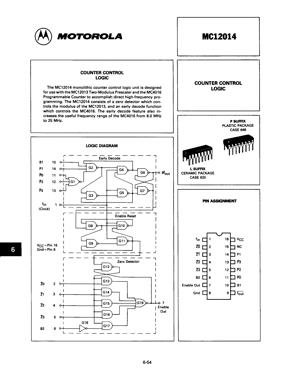 MOTOROLA MC12014 Technical data