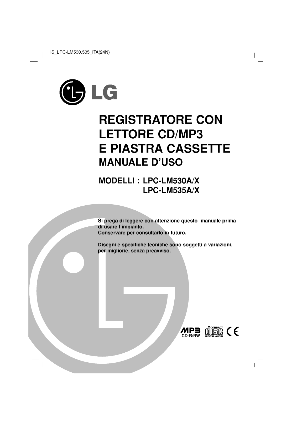 Lg LPC-LM535A, LPC-LM535X, LPC-LM530A, LPC-LM530X user Manual