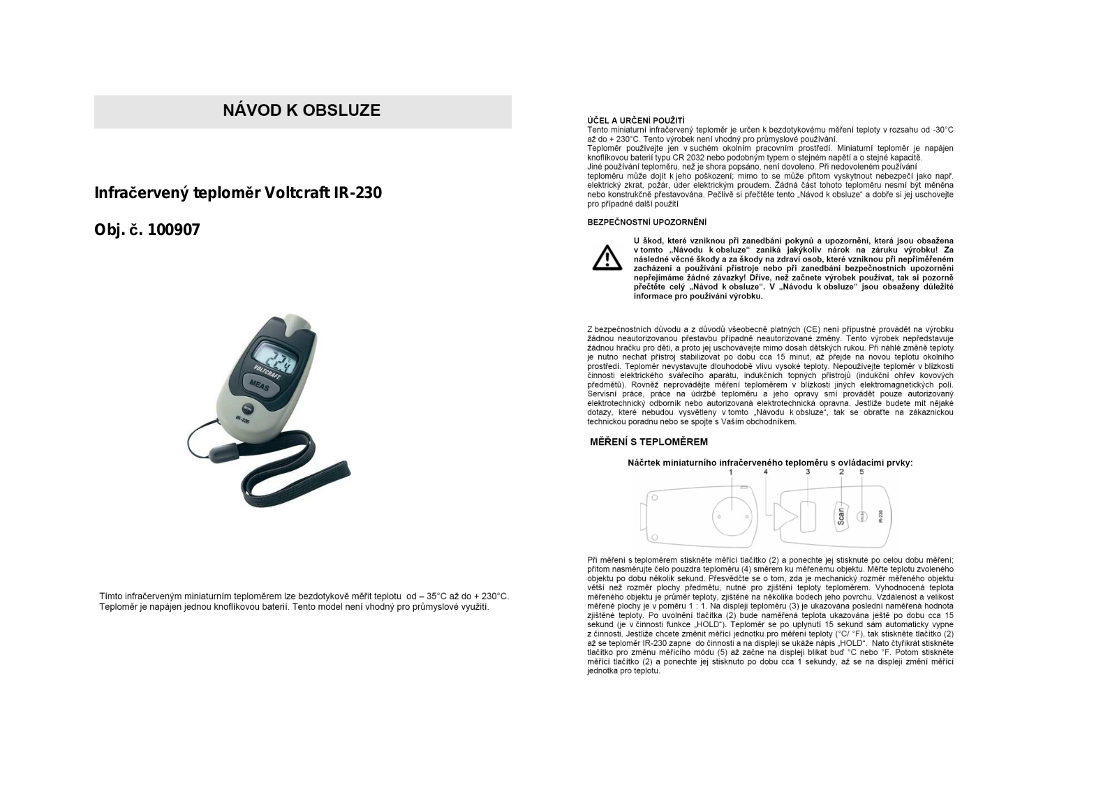 VOLTCRAFT IR 230 User guide