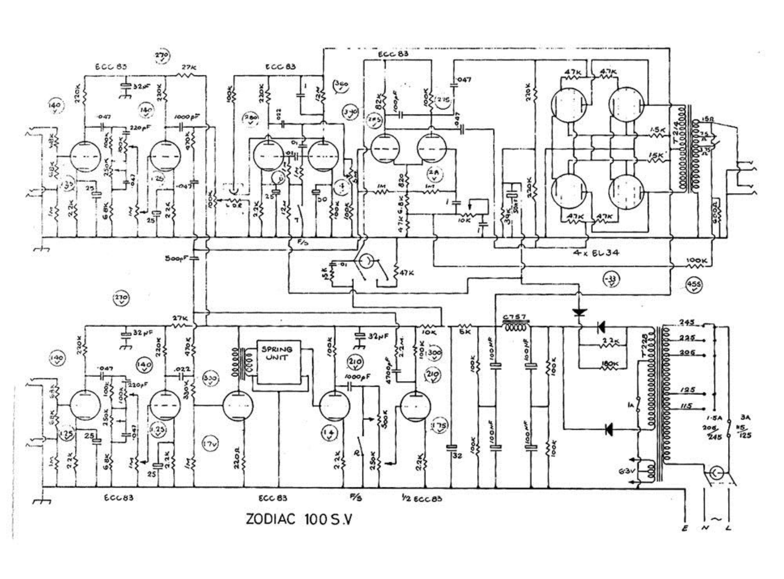 Selmer zodiacsv100w schematic