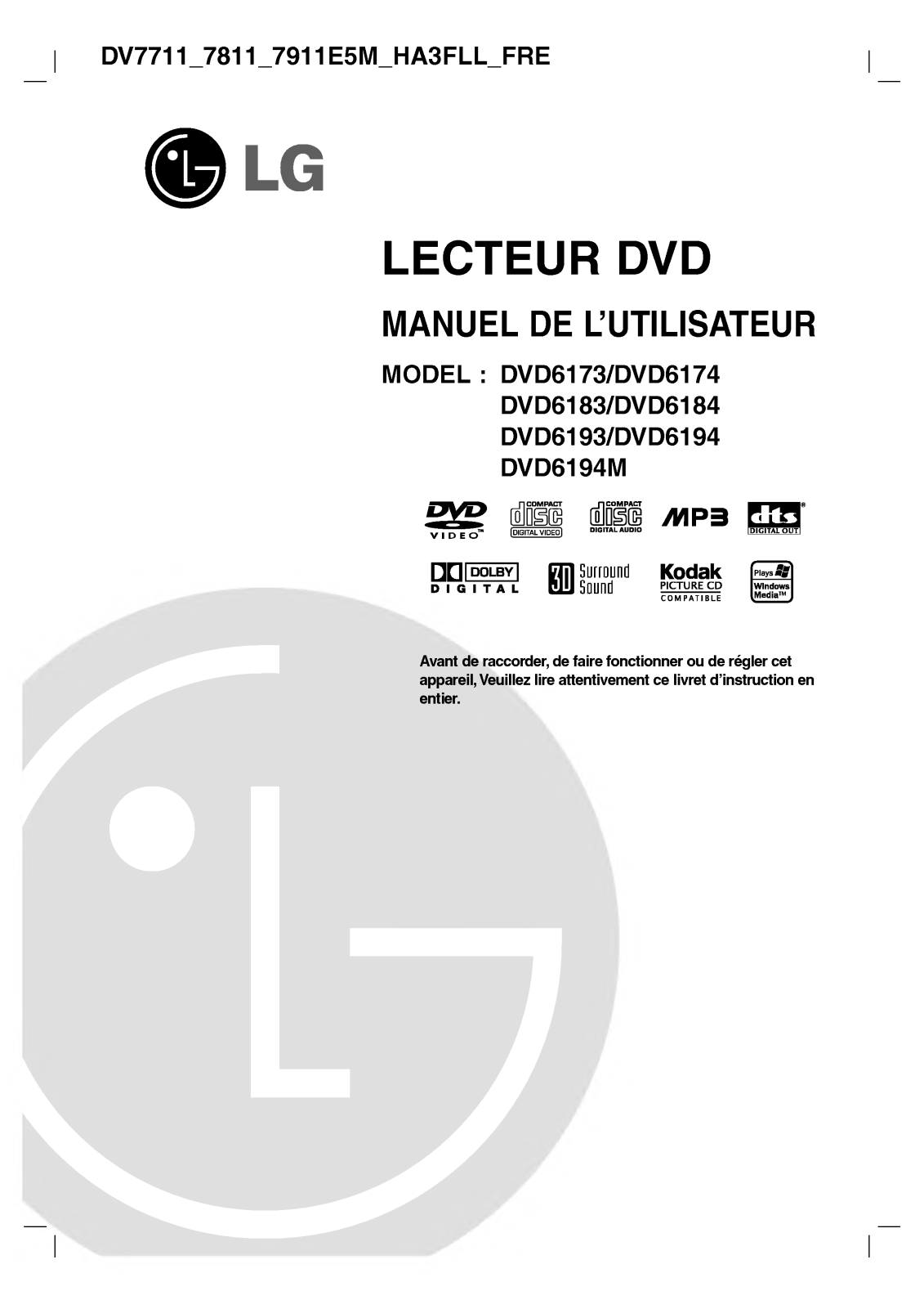 LG DVD6184 User Manual