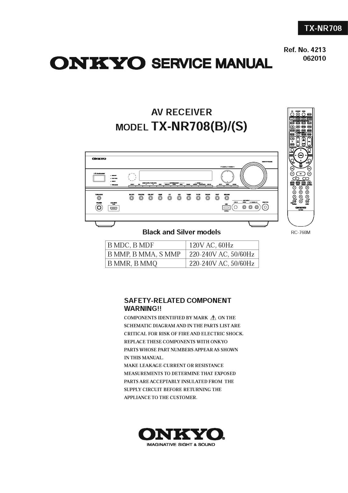 Onkyo TXNR-708 Service Manual