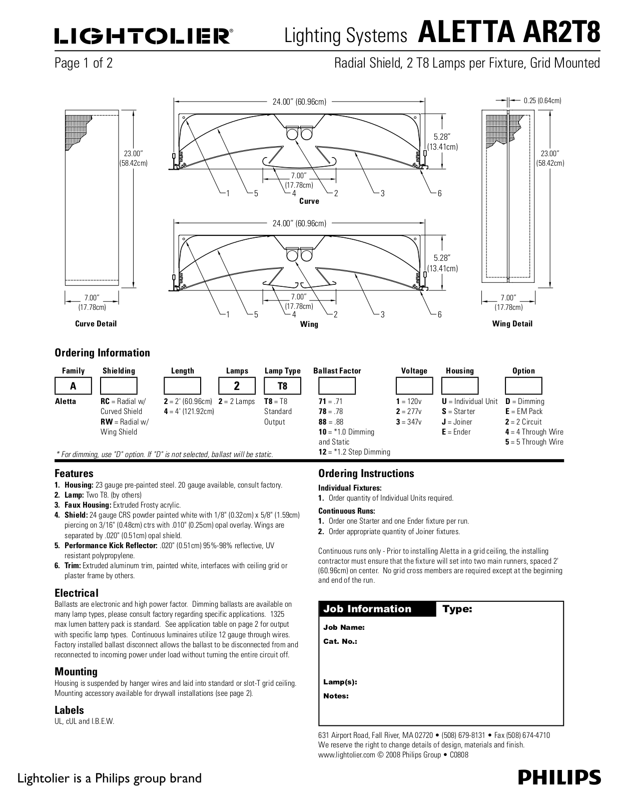 Lightolier AR2T8 User Manual