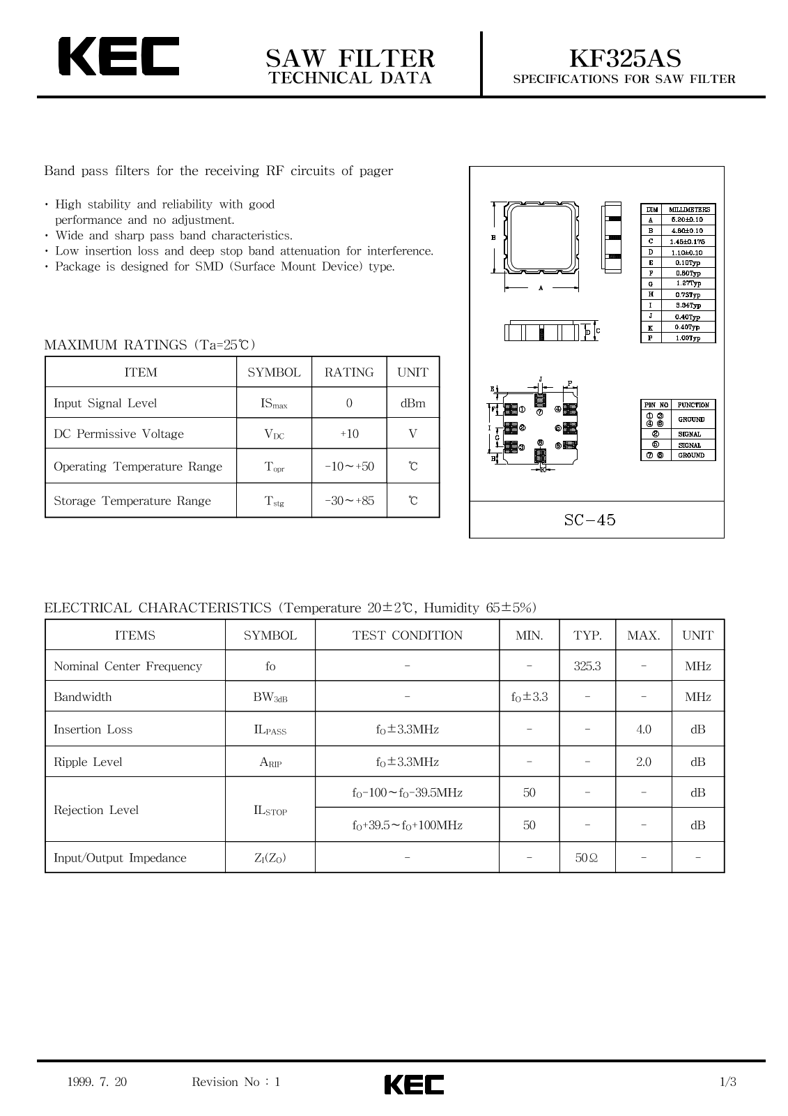 KEC KF325AS Datasheet