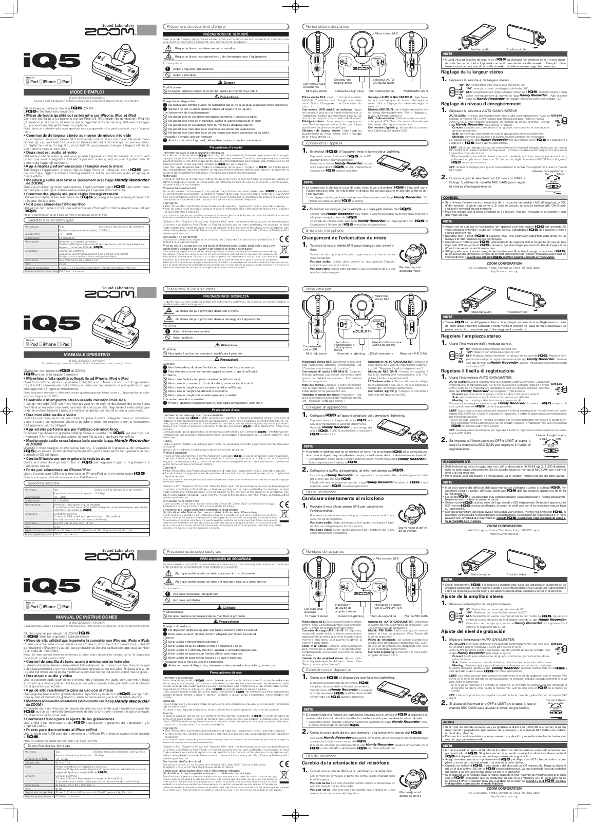 ZOOM iQ5 Instruction Manual