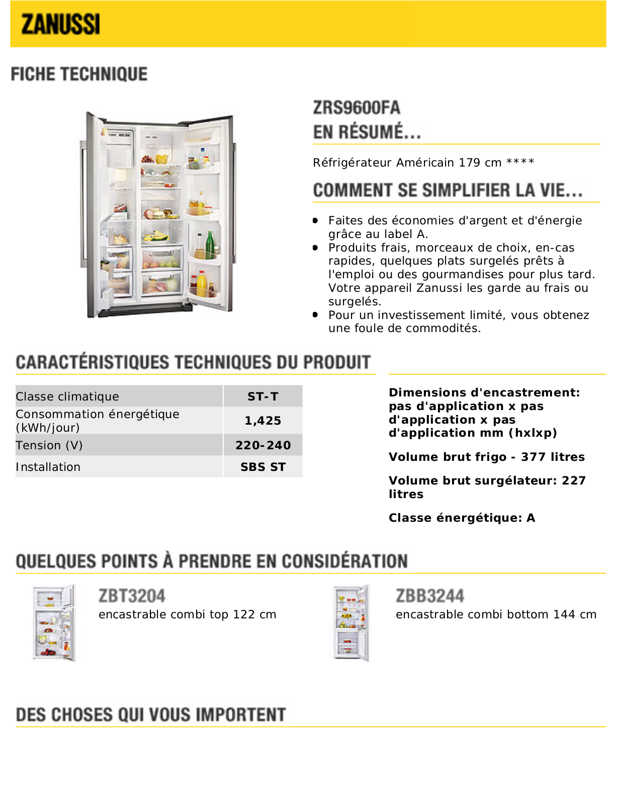 ZANUSSI ZRS9600FA User Manual