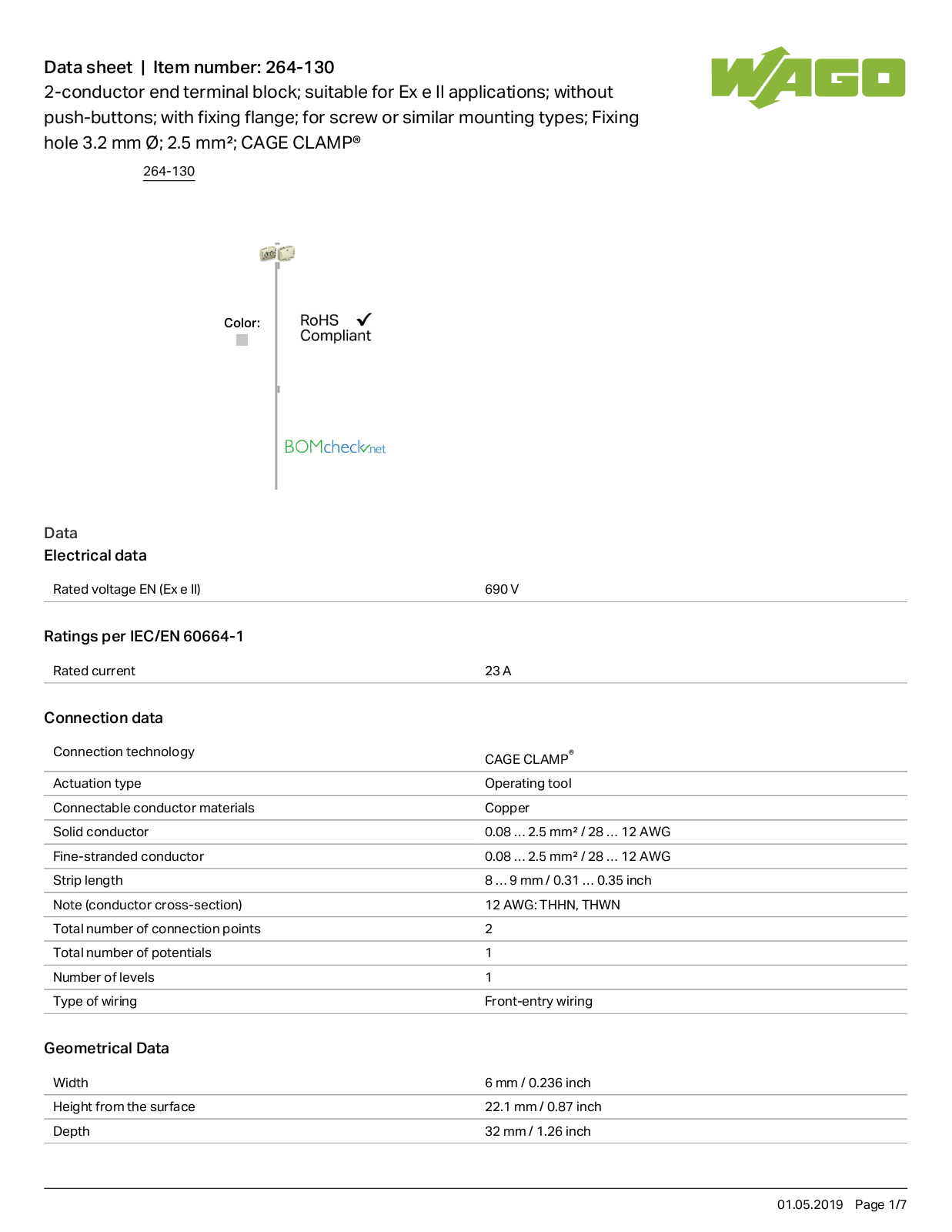 Wago 264-130 Data Sheet