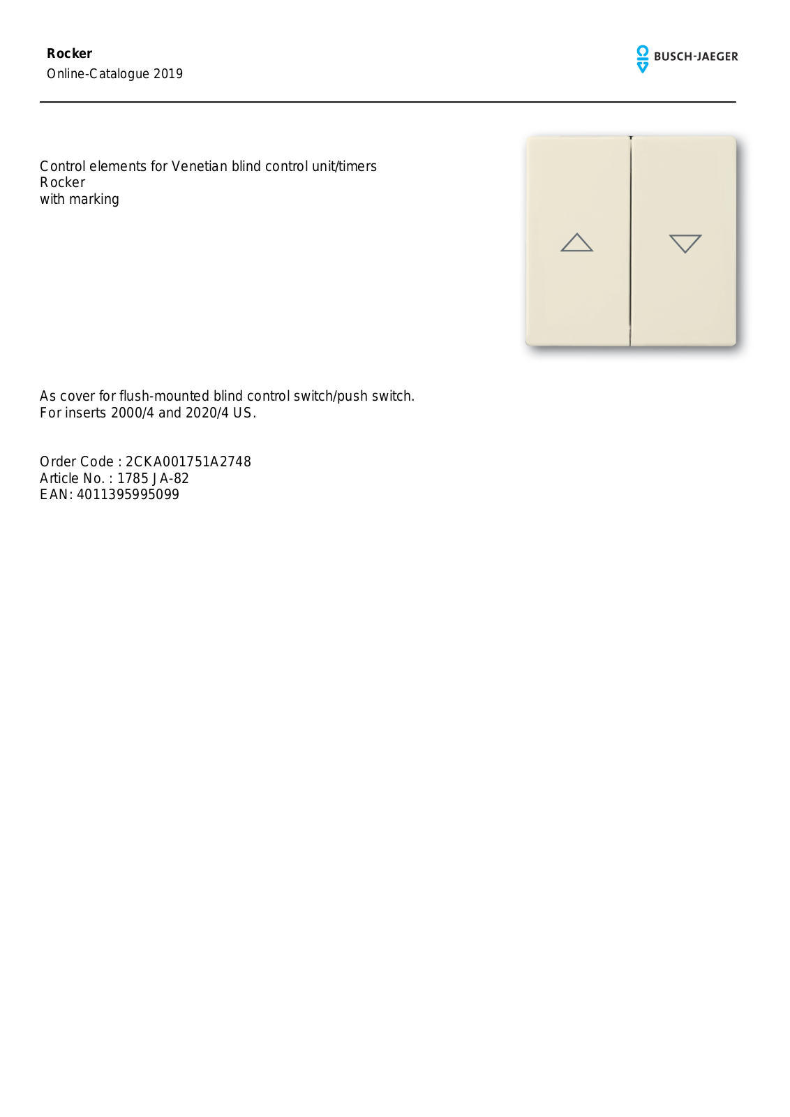 Busch-Jaeger 1785 JA-82 User Manual