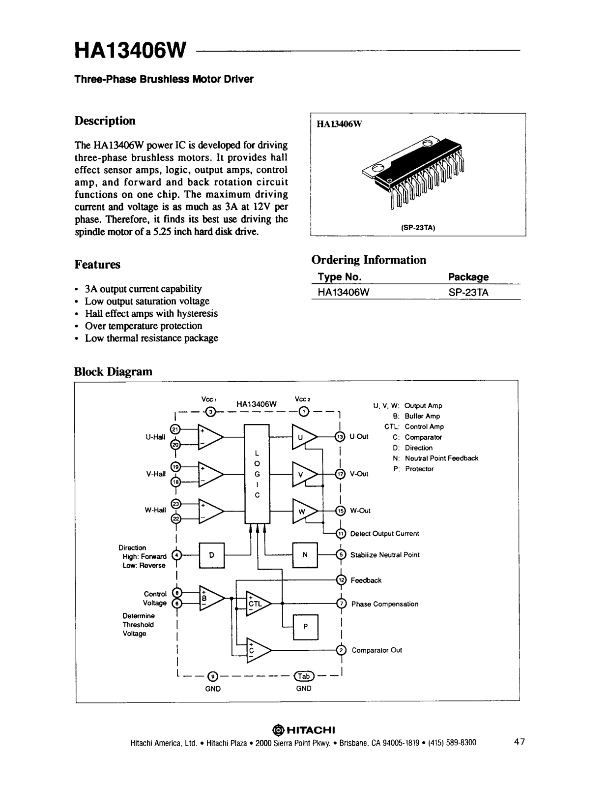 HIT HA13406W Datasheet