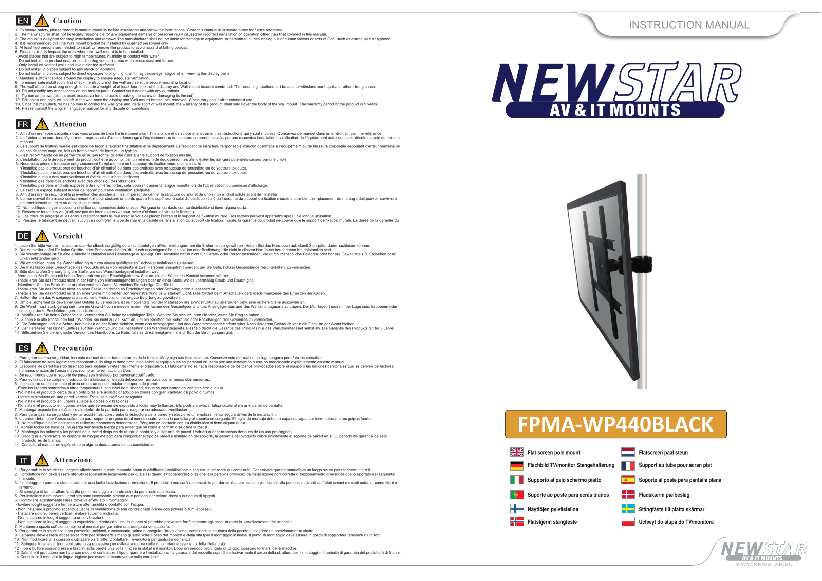 Newstar FPMA-WP440BLACK User Manual