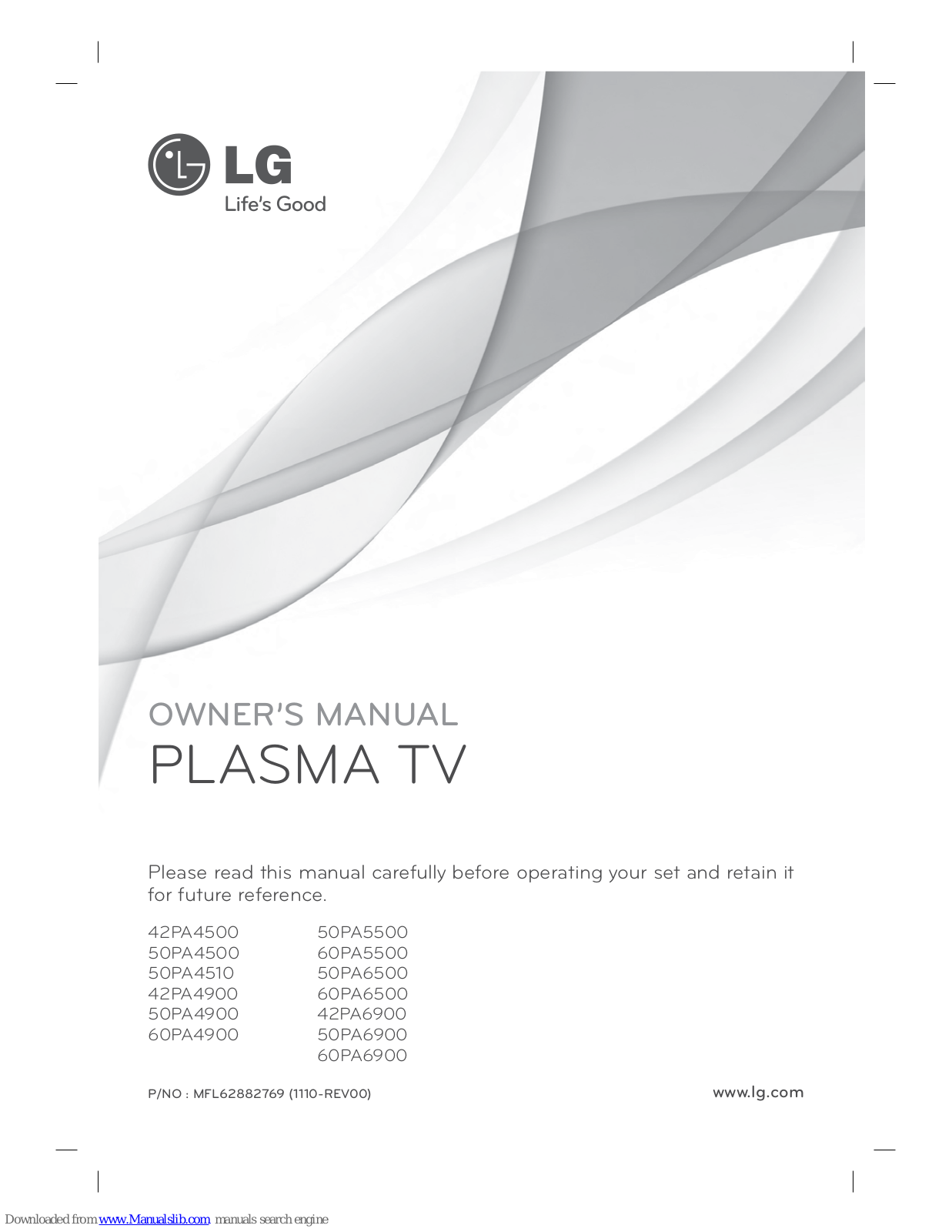 LG 50PA4500, 50PA4900, 42PA4900, 50PA4510, 42PA4500 Owner's Manual