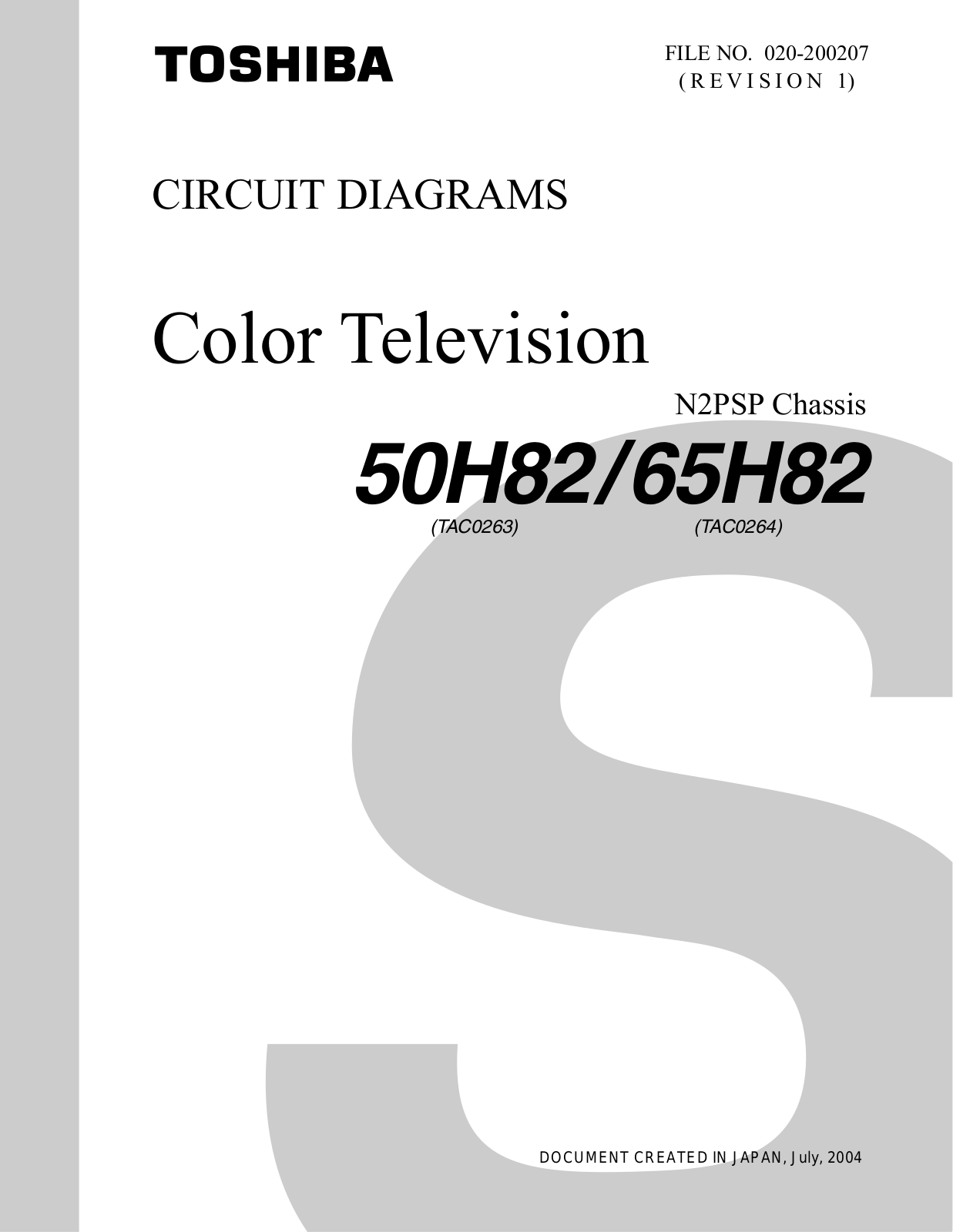 TOSHIBA 50H82, 65H82 CIRCUIT DIAGRAMS