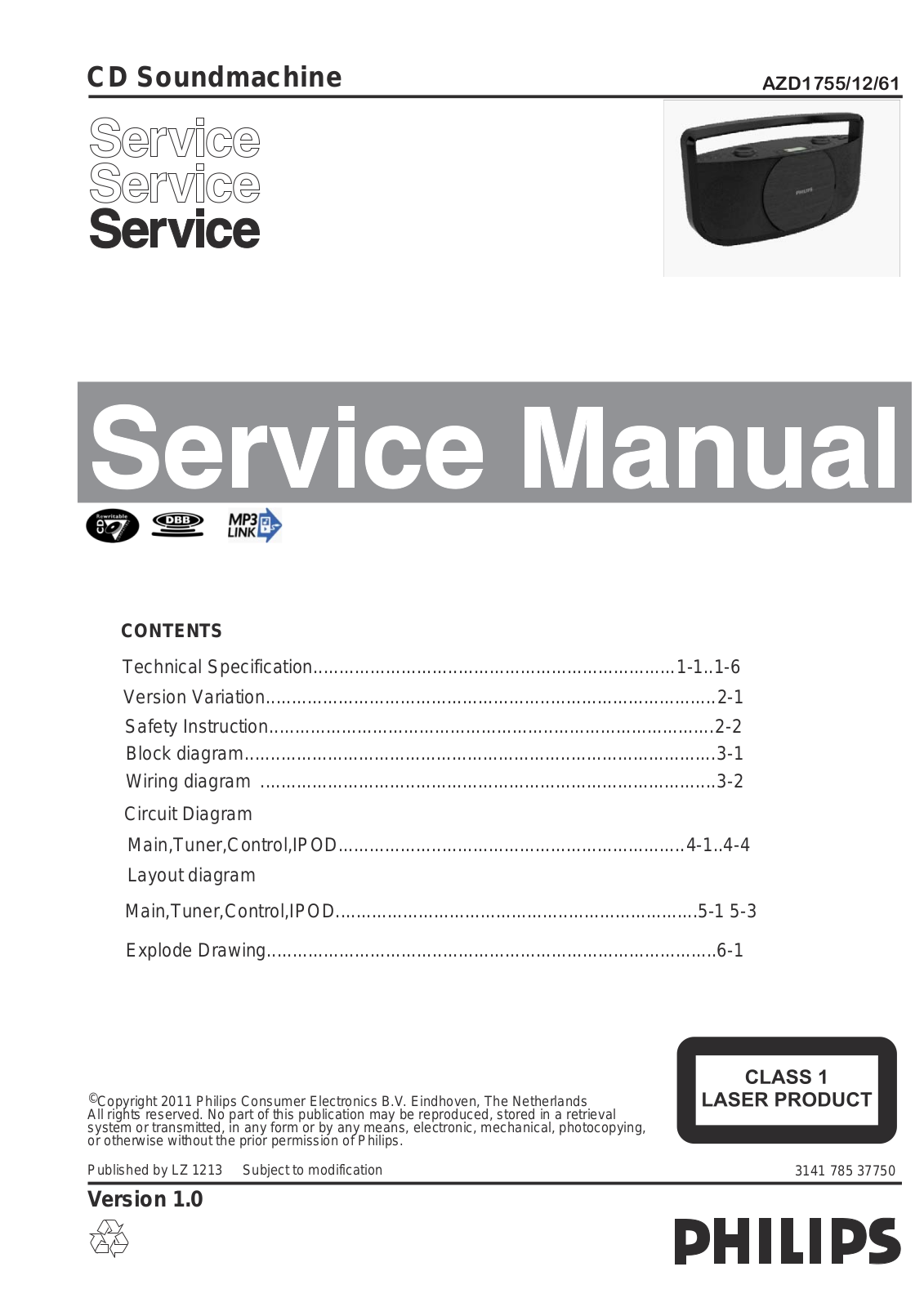 Philips AZD-1755 Service Manual