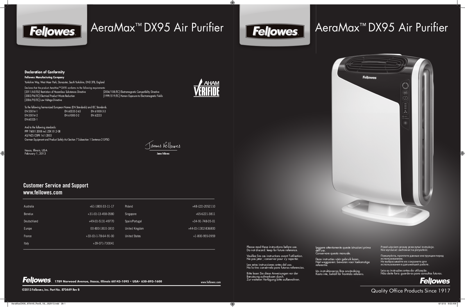 Fellowes AeraMax DX95 User Manual