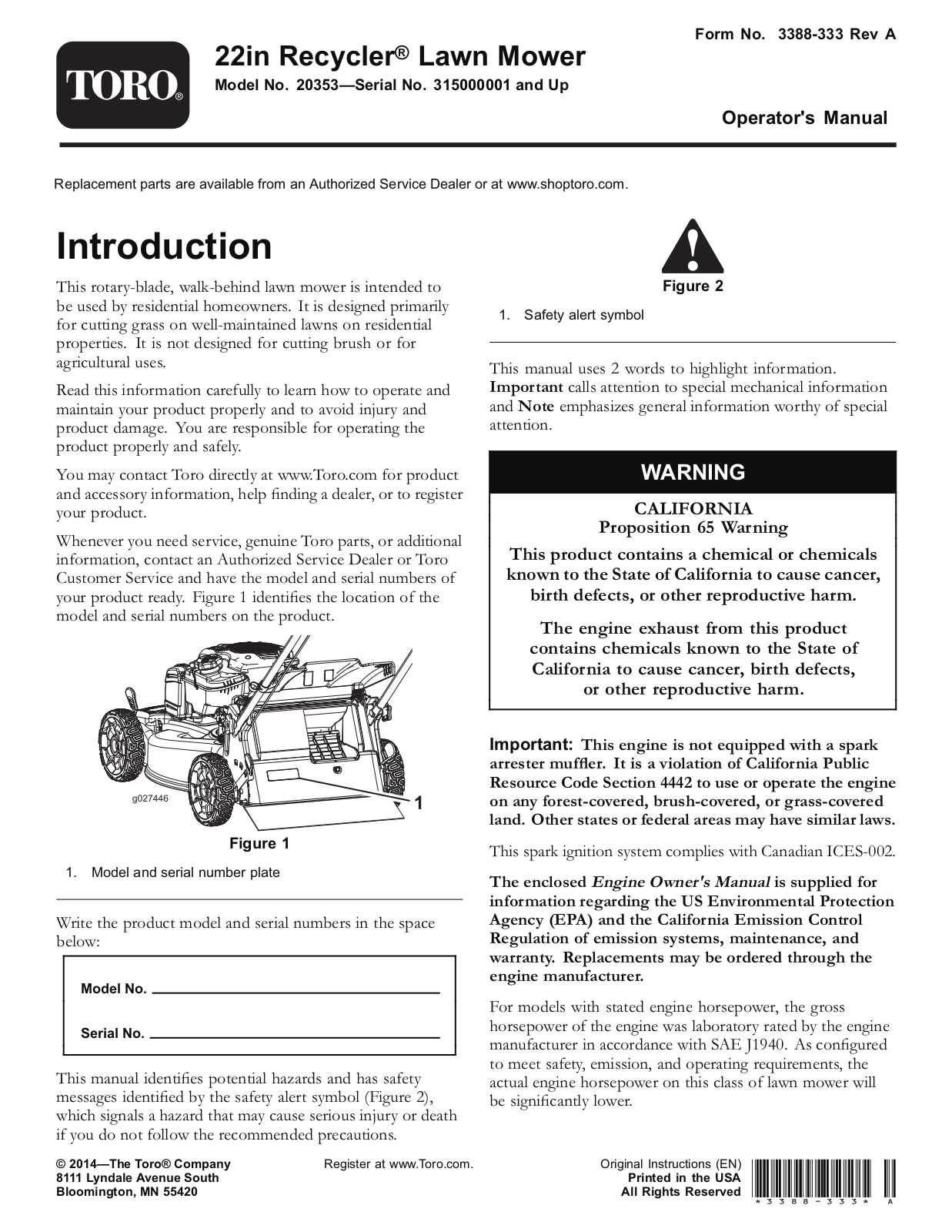 Toro 20353 Operator's Manual