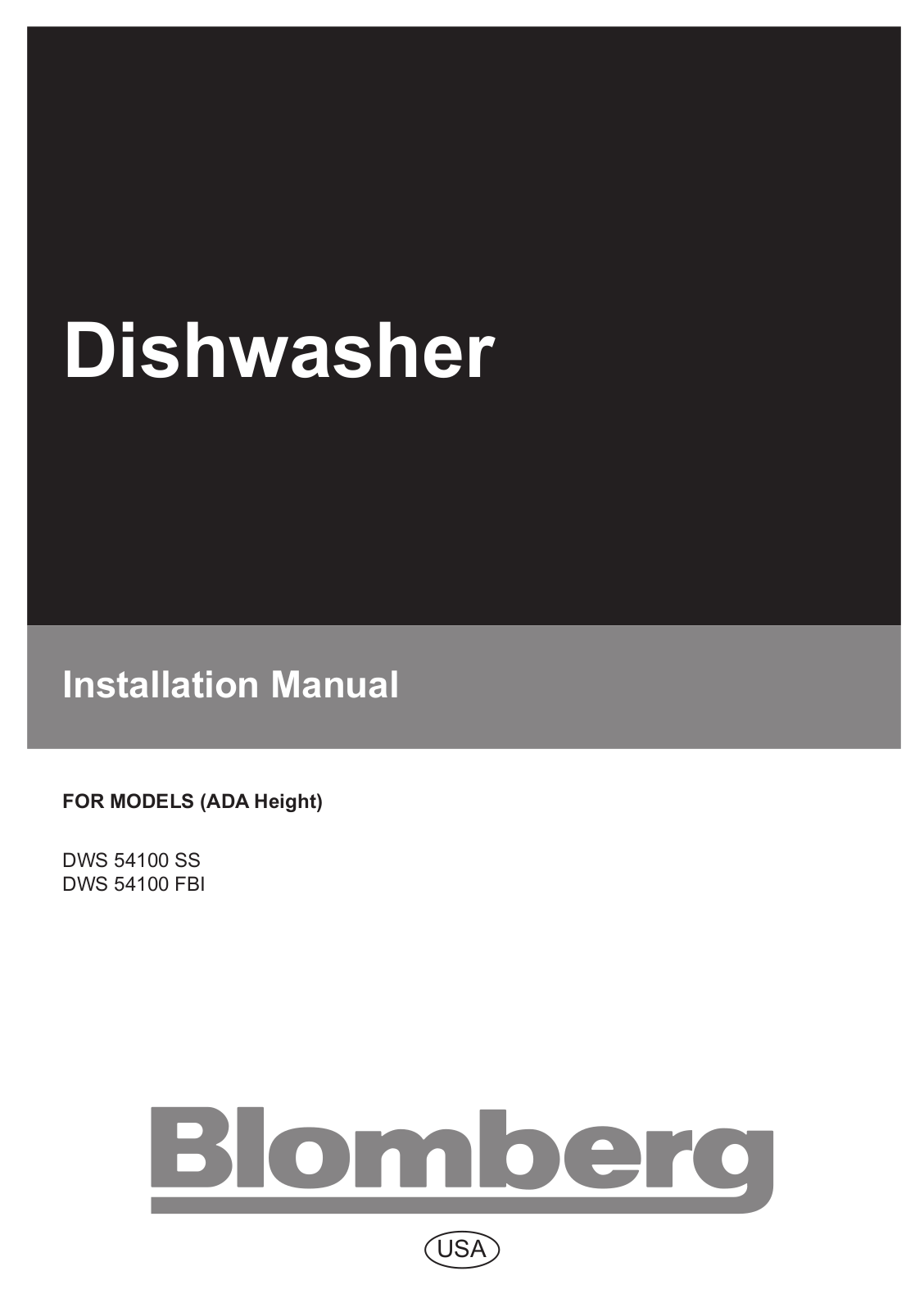 Blomberg DWS 54100 FBI, DWS 54100 SS User Manual