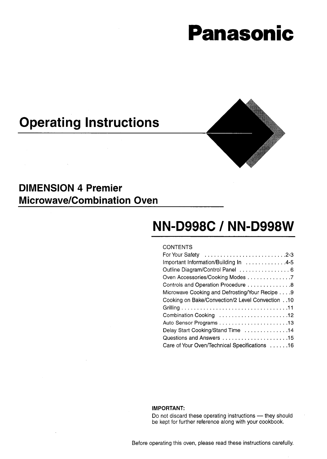 PANASONIC NND998W User Manual