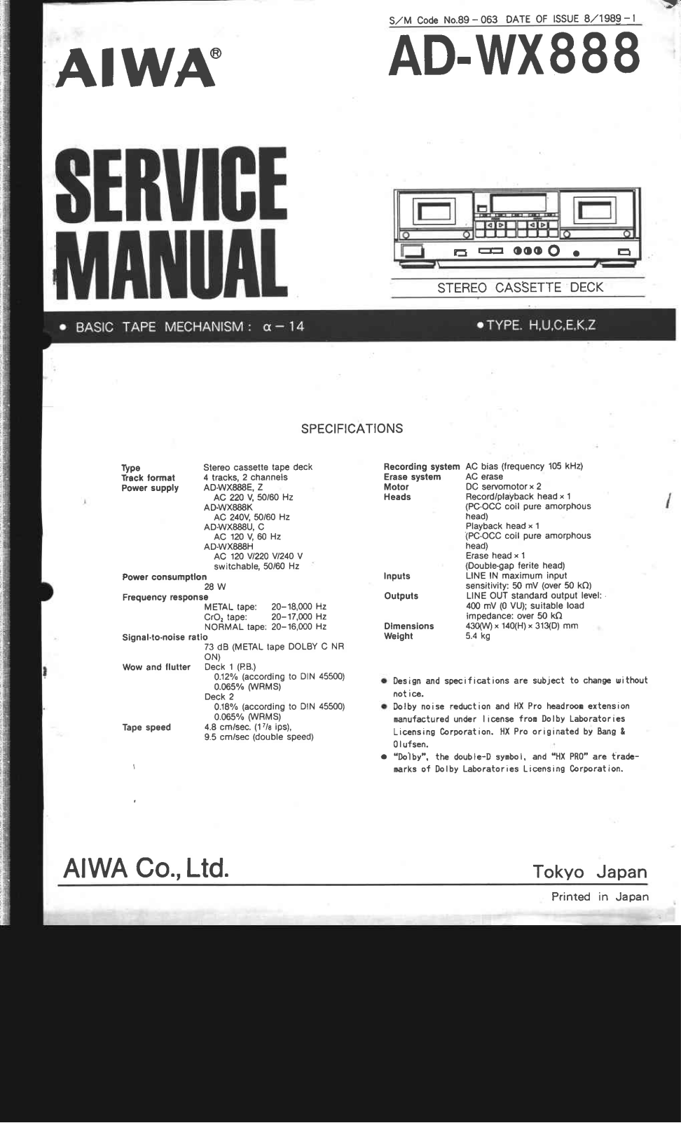 Aiwa AD-WX888 Service Manual
