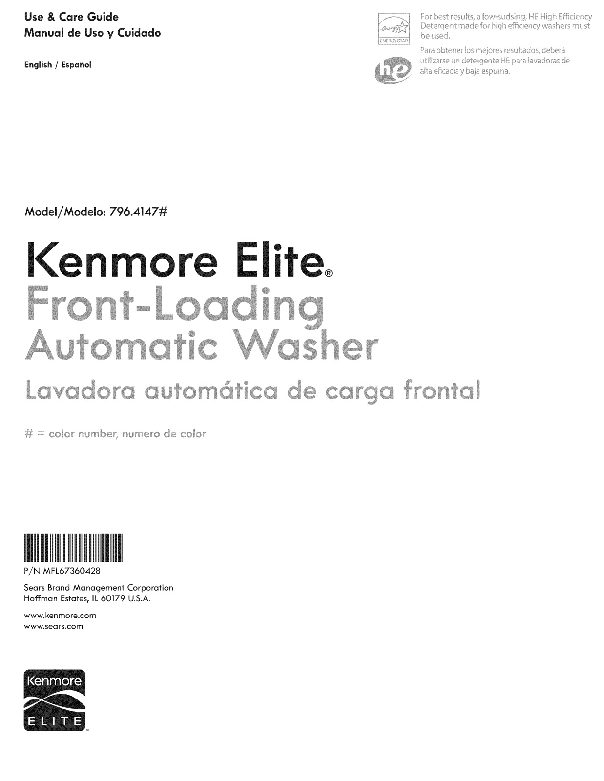 Kenmore Elite 79641473217, 79641473210, 79641472210 Owner’s Manual
