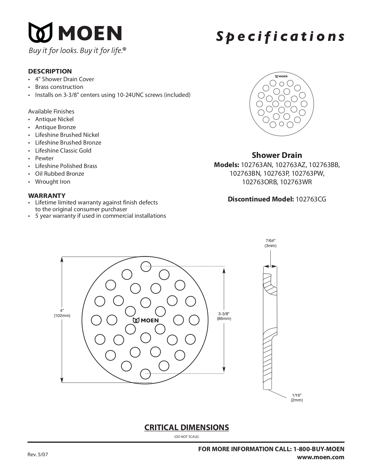 Moen MOE2250 Specifications - ManualMachine.com
