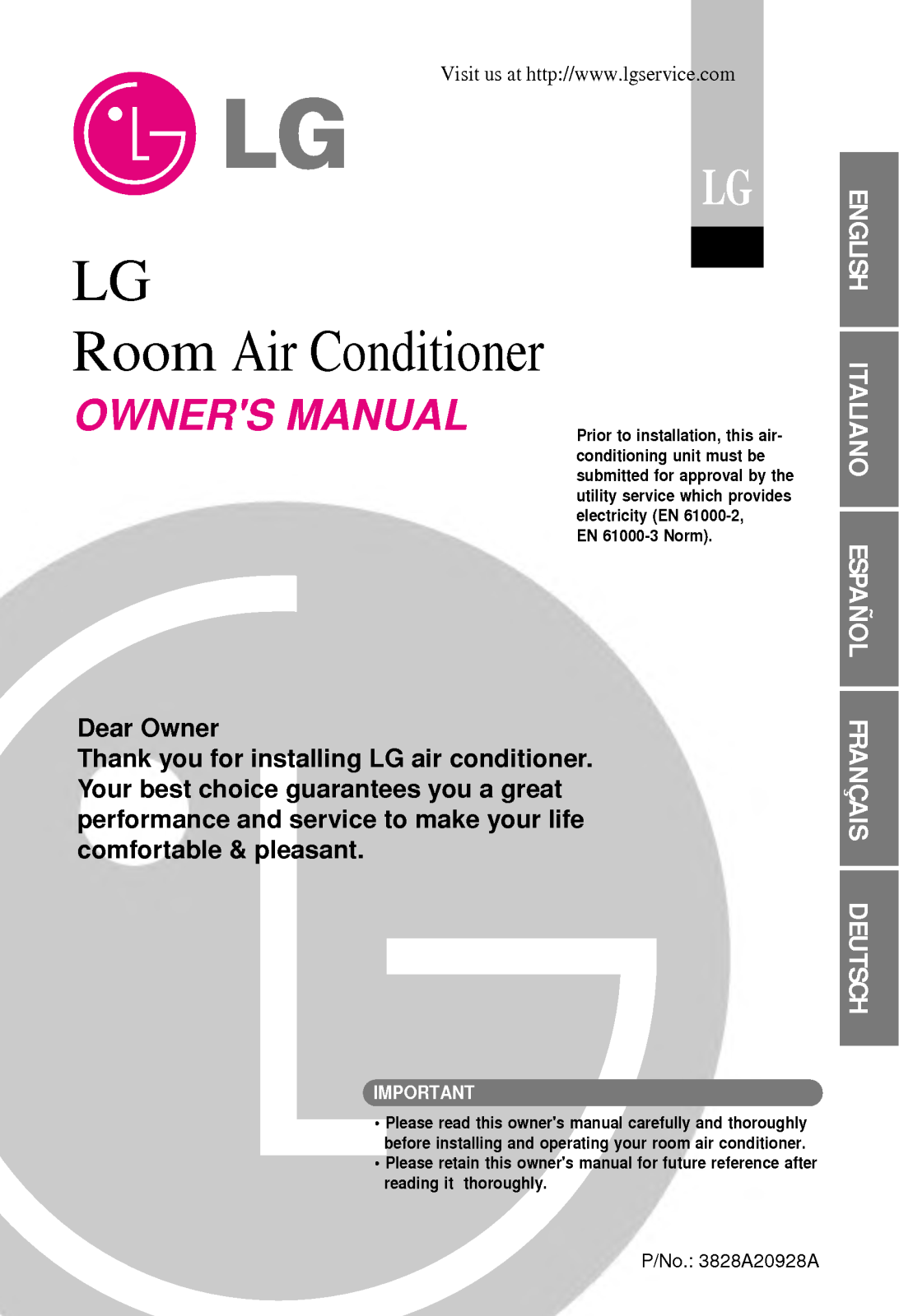 LG A09AW1 SF0, A12AWE, A09AWE SF0 User Manual