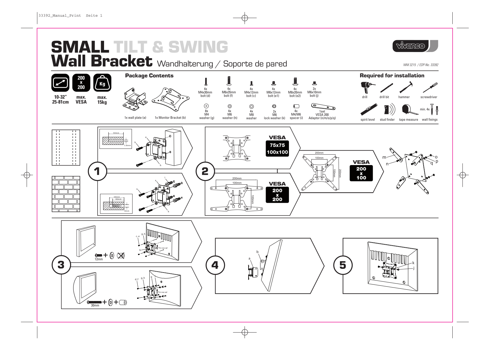 Vivanco WM3215 User guide