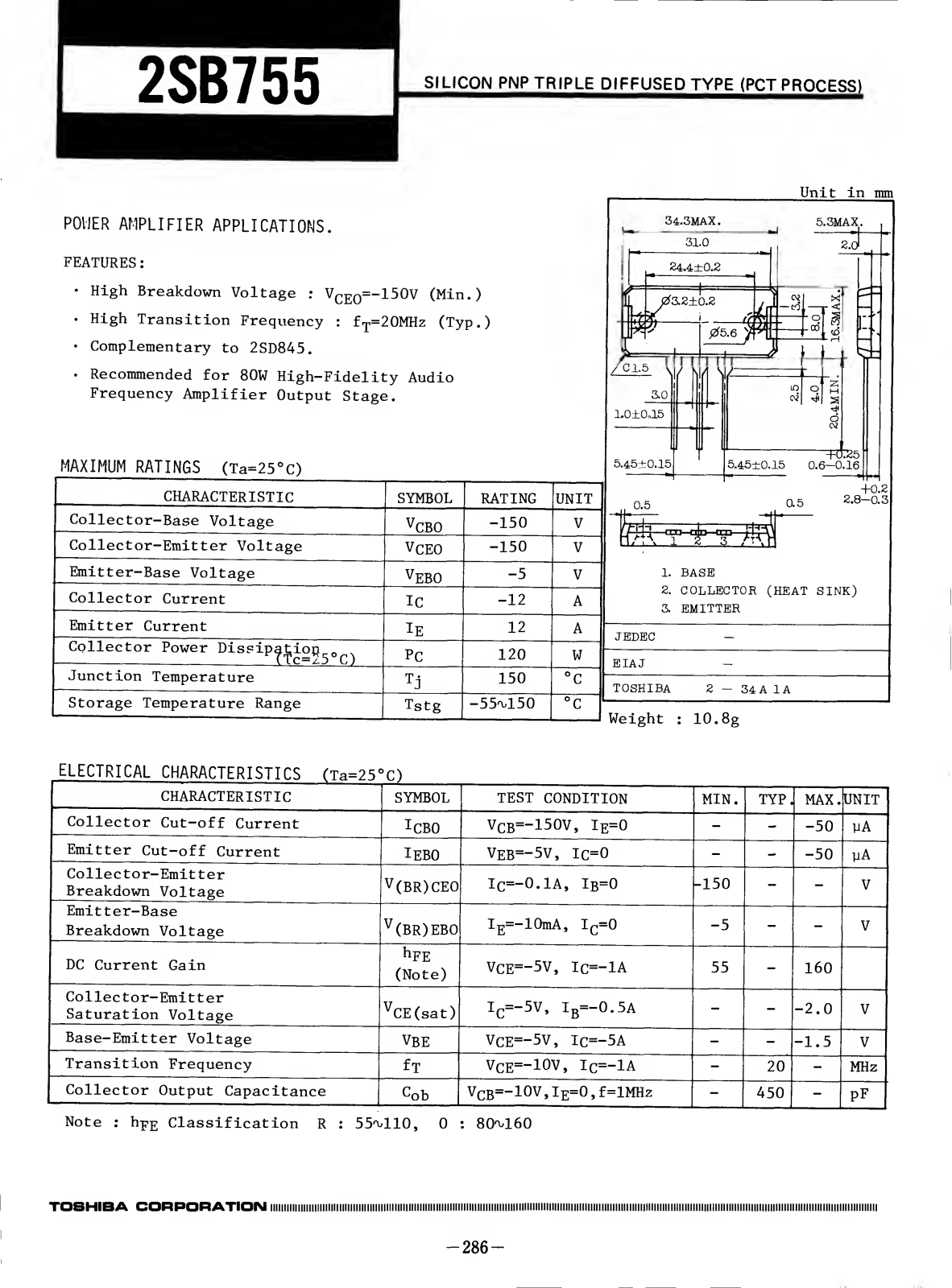 Datasheet 2SB755R Specification - ManualMachine.com
