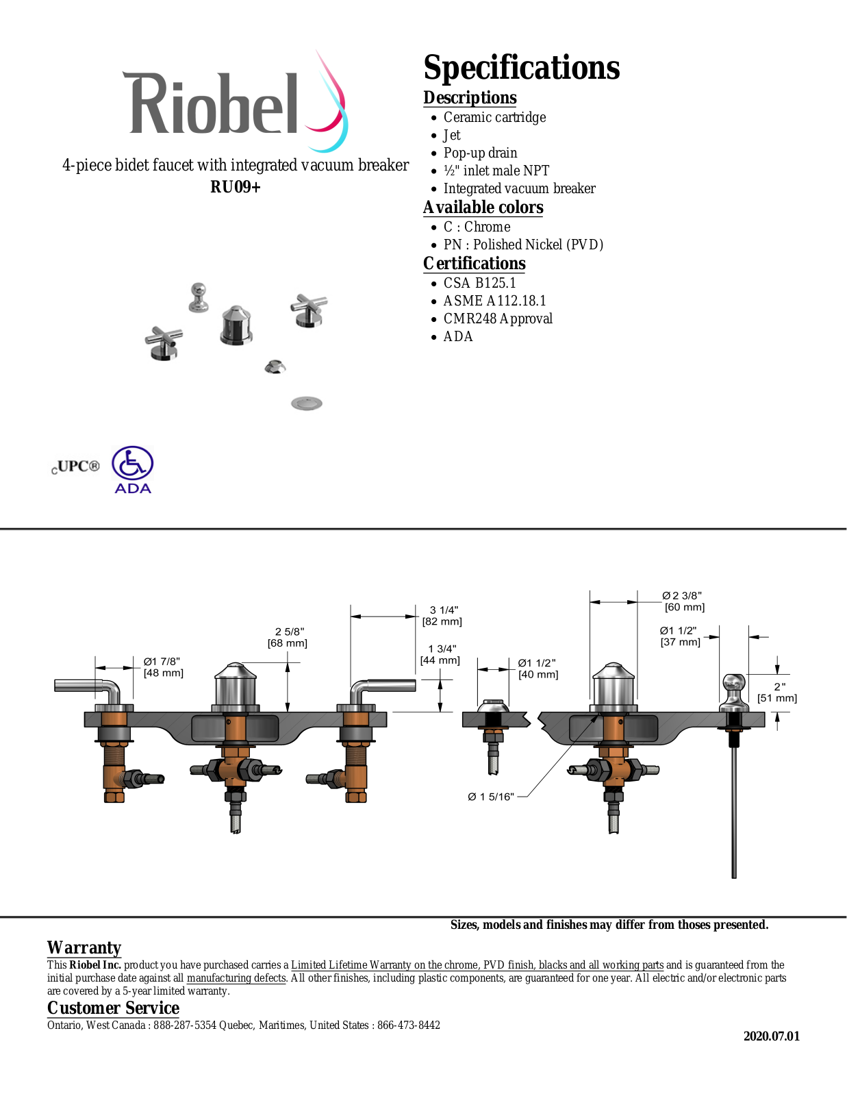 Riobel RU09C, RU09PN Specifications - ManualMachine.com