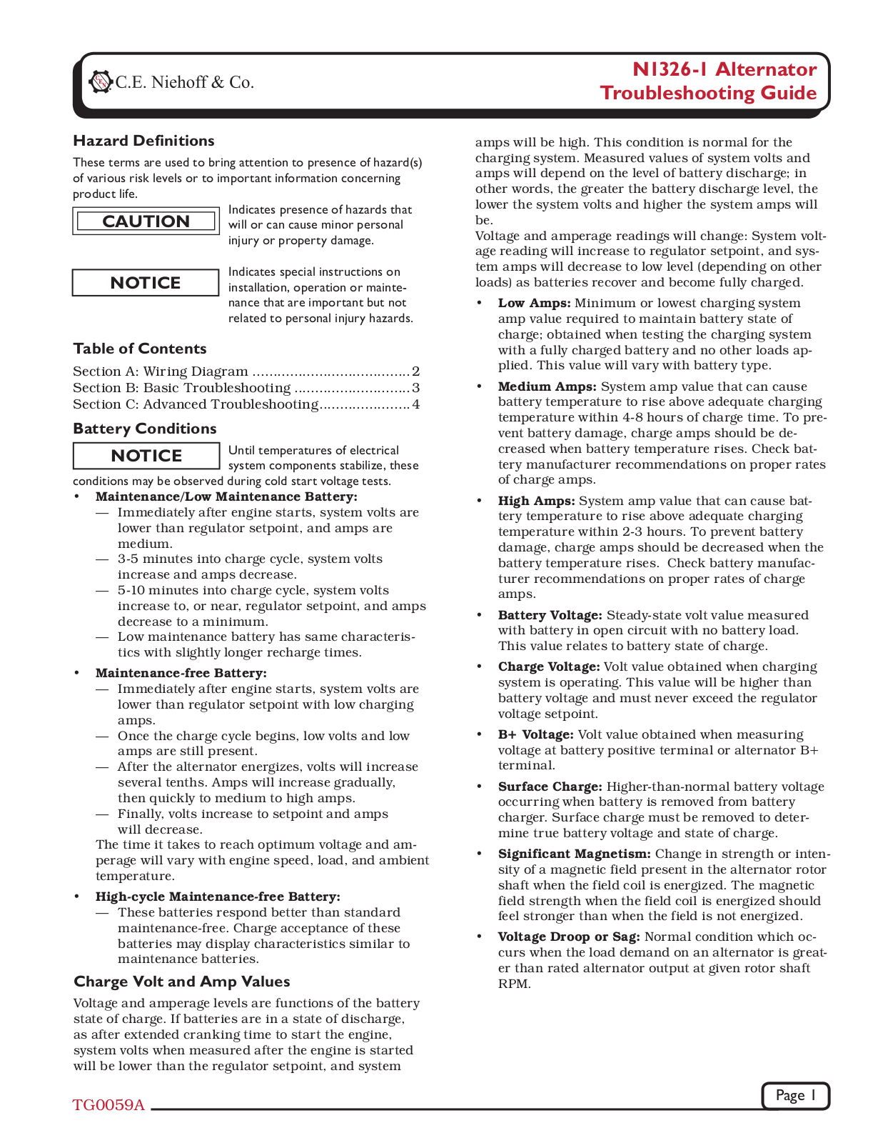 C.E. Niehoff & Co. N1326-1 Troubleshooting Guides