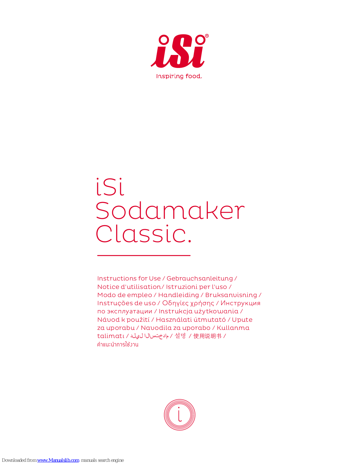 iSi Sodamaker Classic Instructions For Use Manual