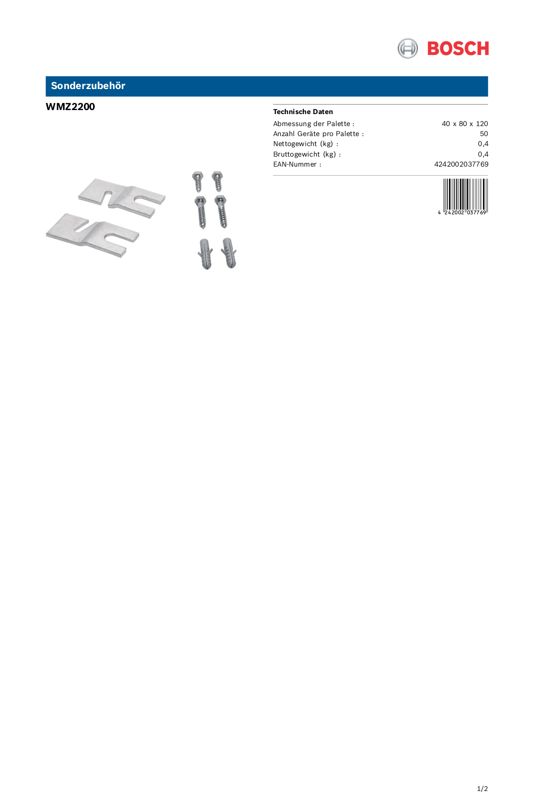 Bosch WMZ2200 User Manual