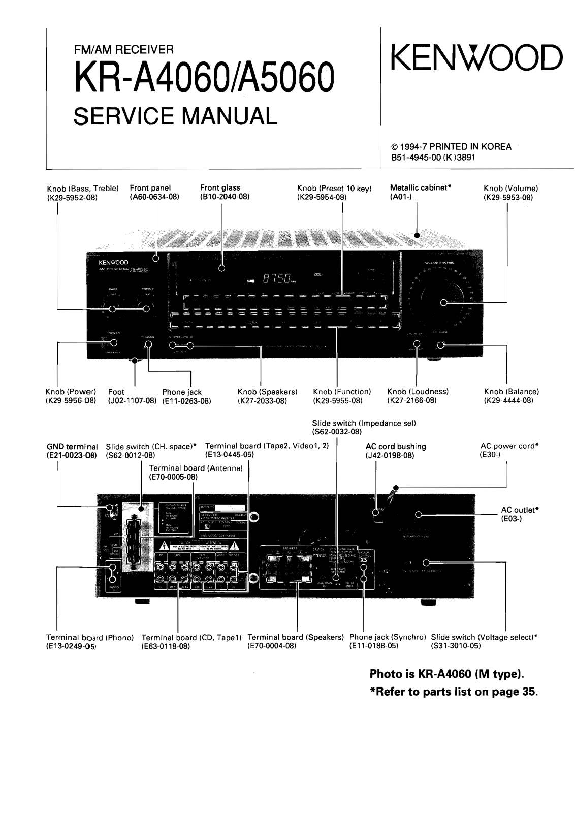 Kenwood KR-A5060, KR-A4060 Service Manual