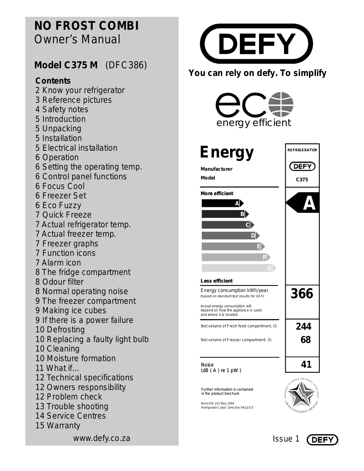 Defy C375 M User Manual