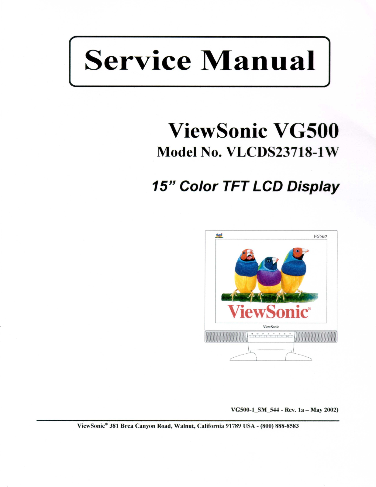 Viewsonic VG500 Service Manual 1a