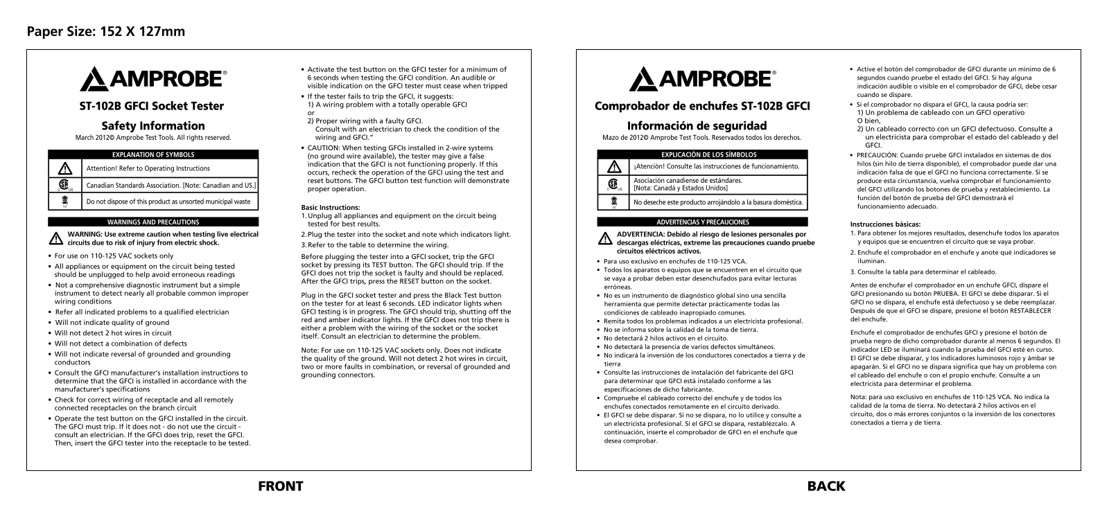 Amprobe PK-110 Operating Manual