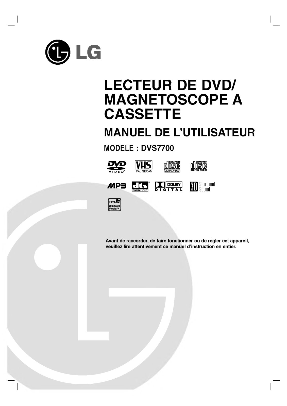 LG DVS7700 User Manual