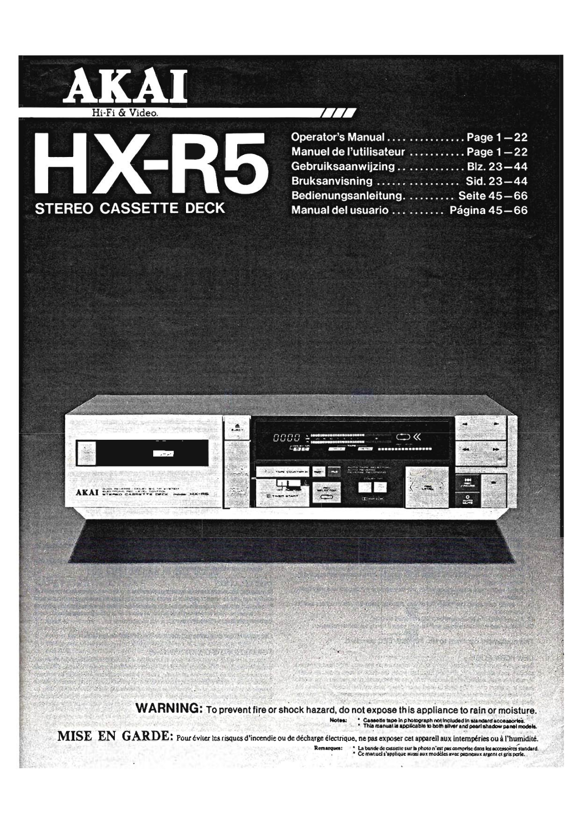 Akai HX-R5 Owners Manual