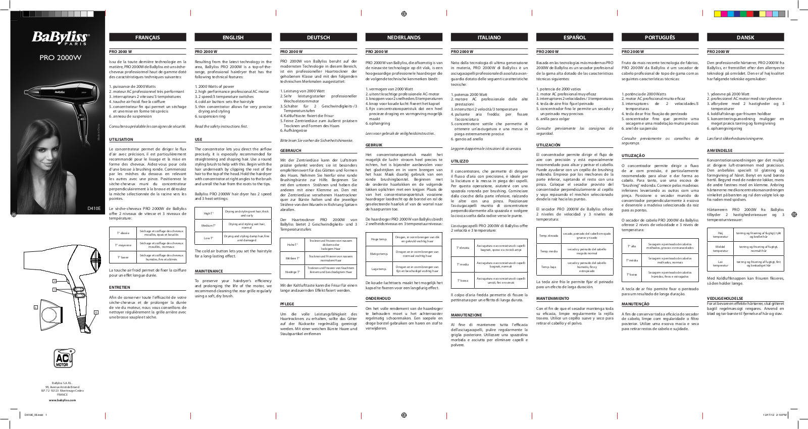 BABYLISS D410E User Manual