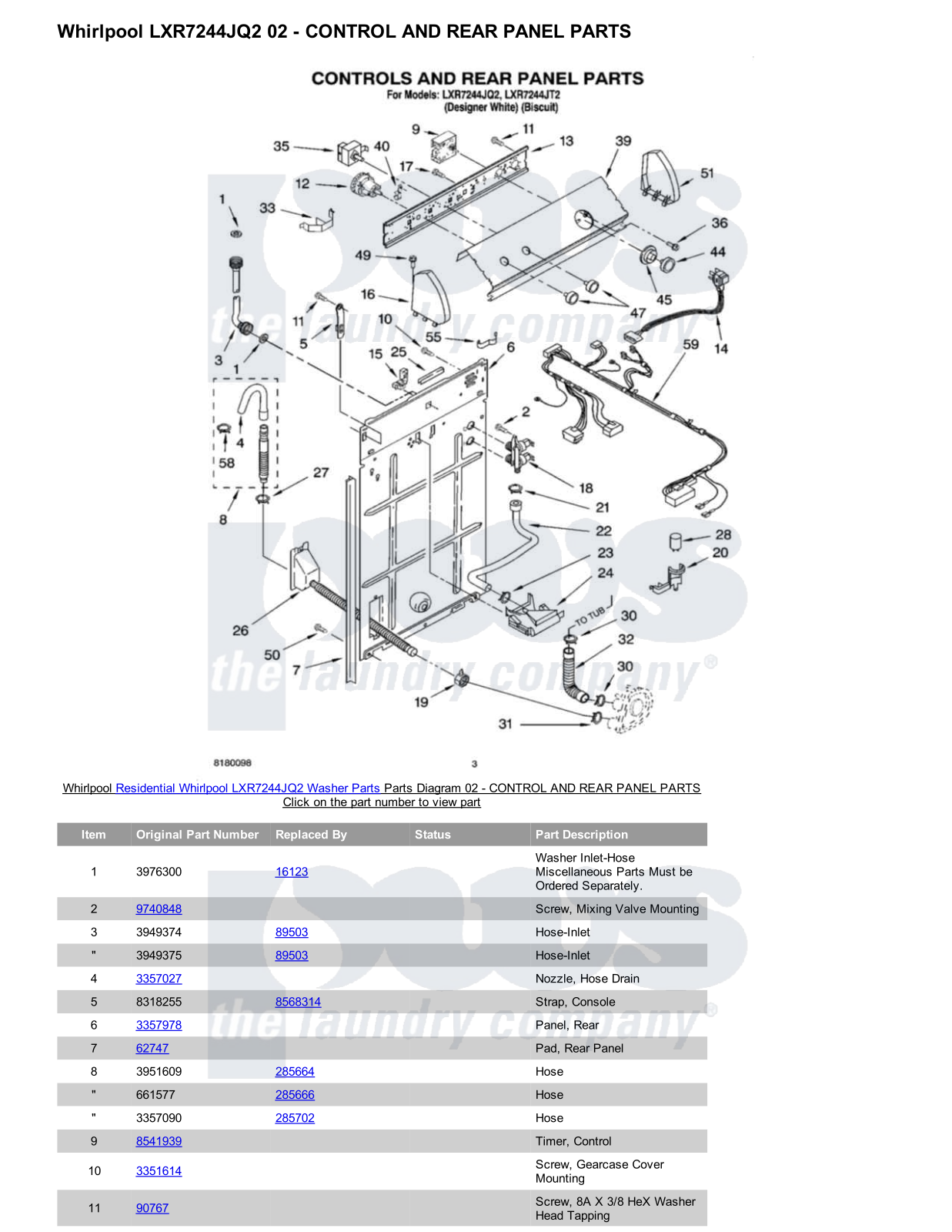 Whirlpool LXR7244JQ2 Parts Diagram