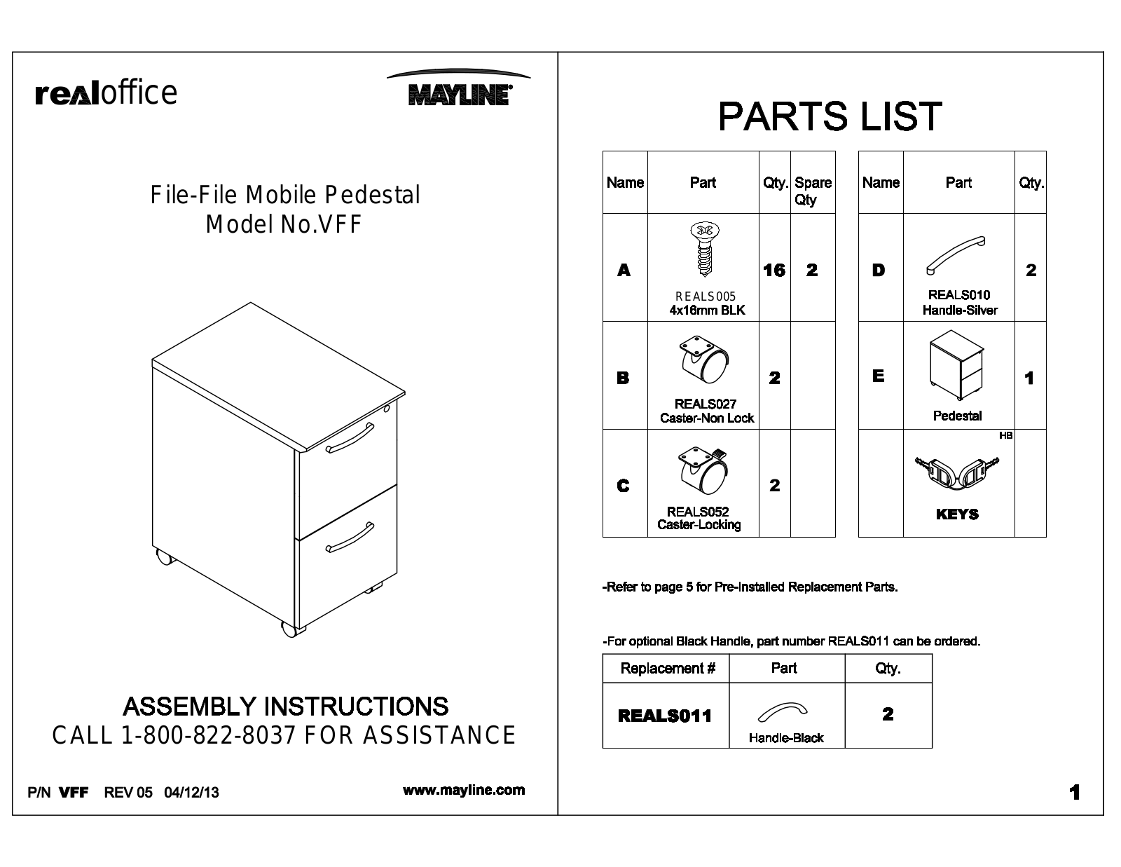 Mayline VFF User Manual