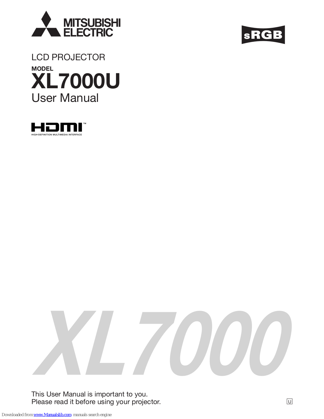 Mitsubishi Electric XL7100U, UL7400U, WL7050U, XL7000 User Manual