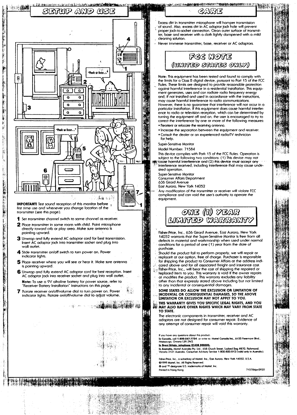 Fisher Price 1584T Users Manual