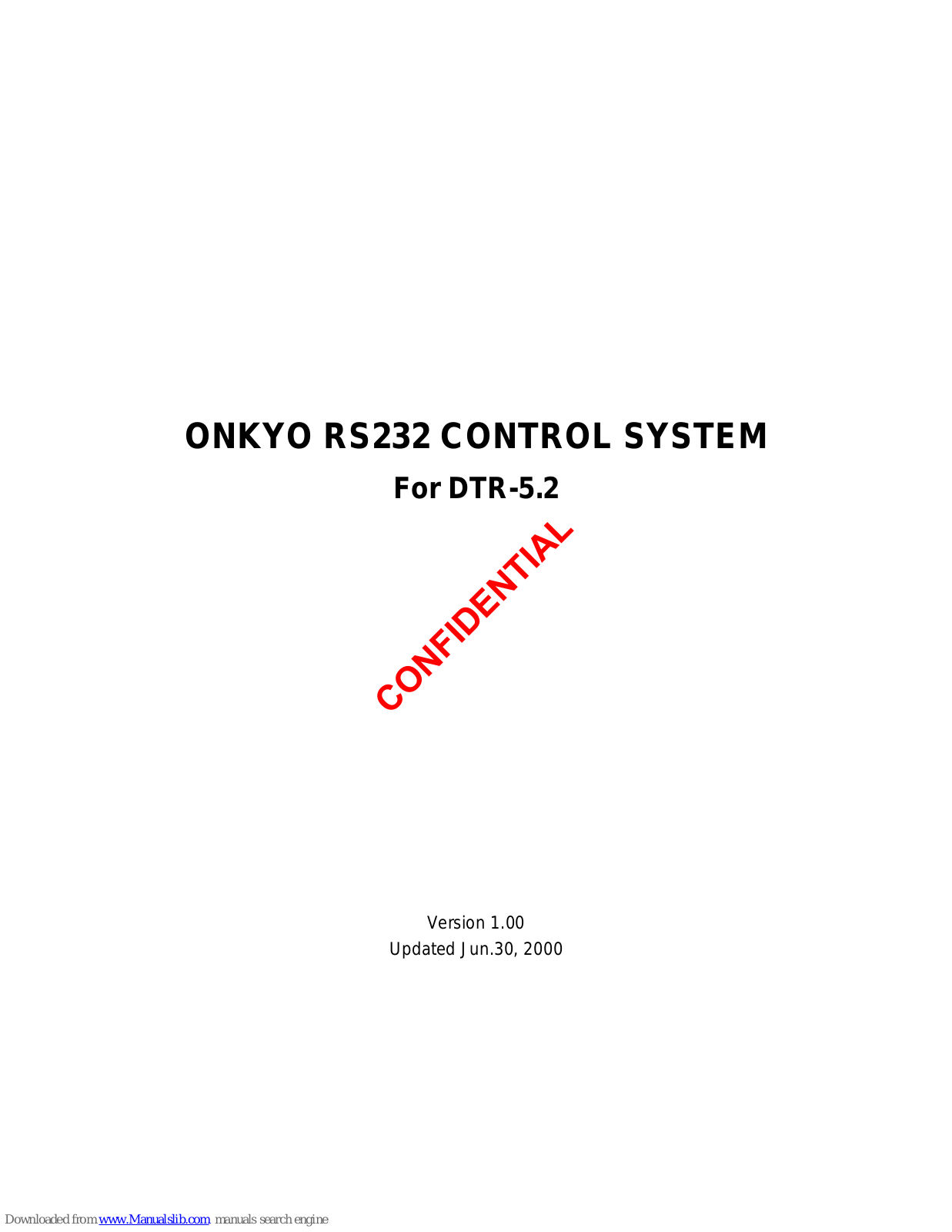 Onkyo RS232 CONTROL SYSTEM Service Manual